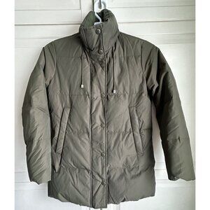Banana Republic Puffer Coat Womens XS‎ Extra Small Olive Green Down Fill